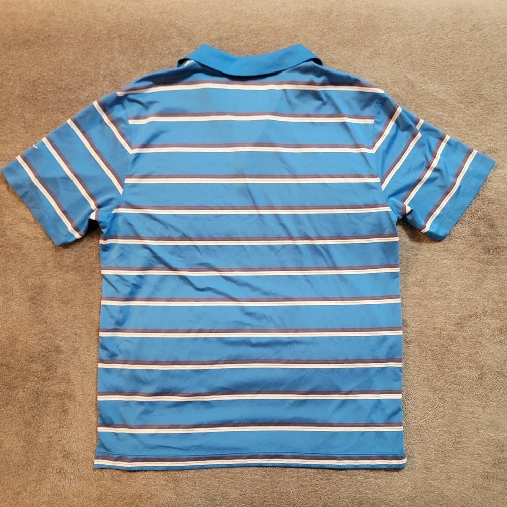 Nike Dri-FIT Tour Performance Men's Golf Polo Blue Striped Large L Short Sleeve